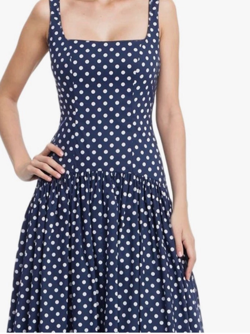 Jewel Badgley Mischka Women's Isla Polka Dot Drop Waist Maxi Dress Blur Size 6 - Picture 5 of 8